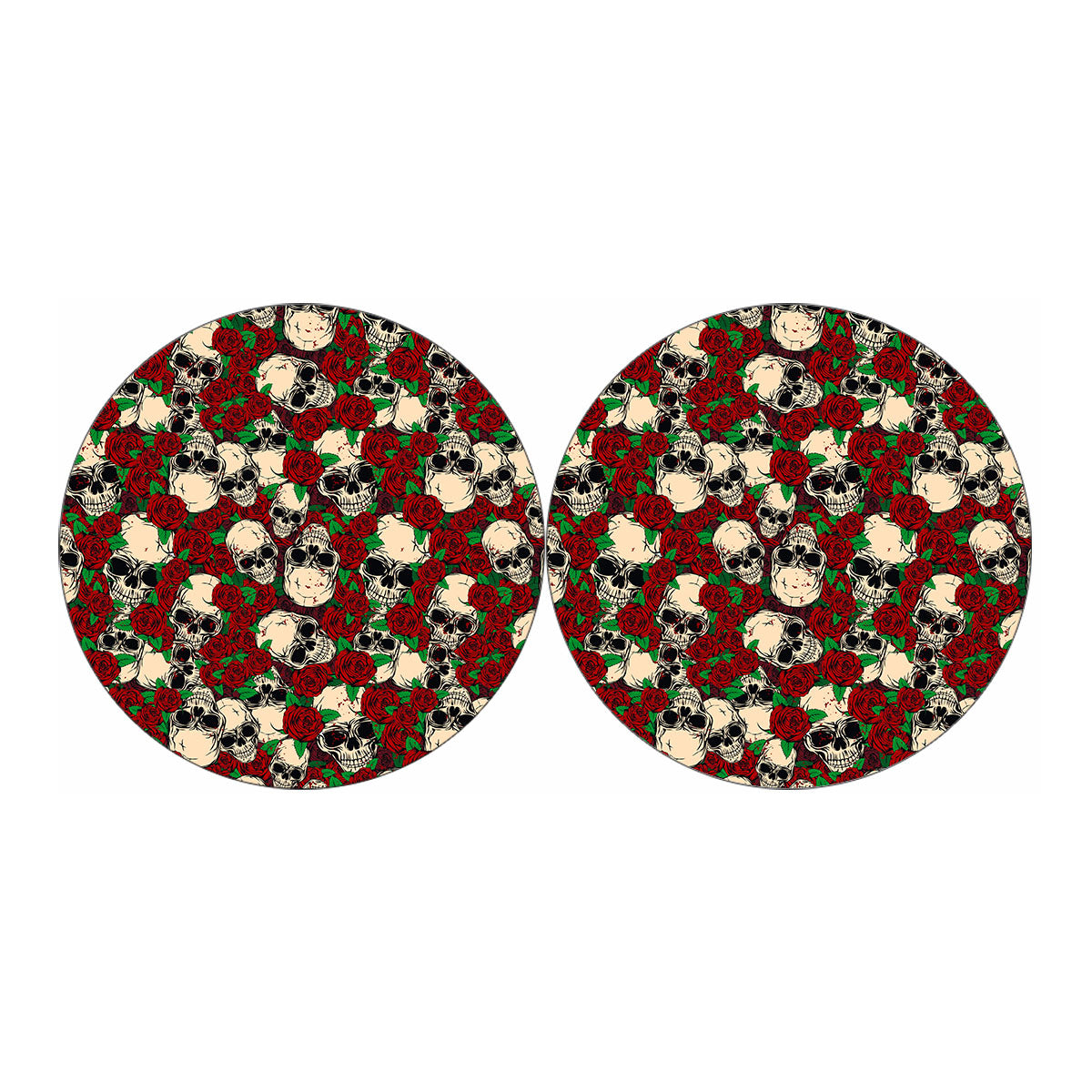 Red Rose Skull Pattern Print Car Coasters