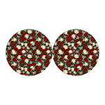 Red Rose Skull Pattern Print Car Coasters