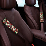 Red Rose Skull Pattern Print Car Seat Belt Covers
