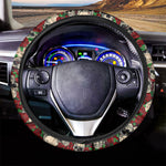 Red Rose Skull Pattern Print Car Steering Wheel Cover