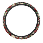 Red Rose Skull Pattern Print Car Steering Wheel Cover