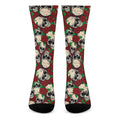 Red Rose Skull Pattern Print Crew Socks