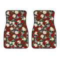 Red Rose Skull Pattern Print Front Car Floor Mats