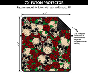 Red Rose Skull Pattern Print Futon Protector