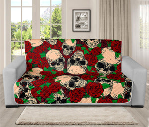 Red Rose Skull Pattern Print Futon Protector