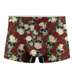 Red Rose Skull Pattern Print Men's Boxer Briefs