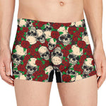 Red Rose Skull Pattern Print Men's Boxer Briefs