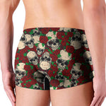 Red Rose Skull Pattern Print Men's Boxer Briefs