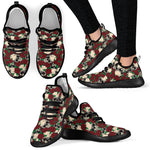 Red Rose Skull Pattern Print Mesh Knit Shoes GearFrost