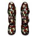 Red Rose Skull Pattern Print Muay Thai Shin Guards