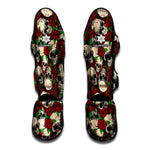 Red Rose Skull Pattern Print Muay Thai Shin Guard