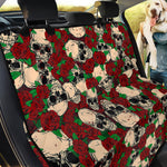 Red Rose Skull Pattern Print Pet Car Back Seat Cover