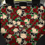 Red Rose Skull Pattern Print Pet Car Back Seat Cover
