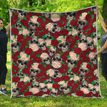 Red Rose Skull Pattern Print Quilt