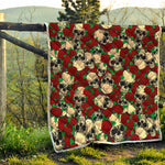 Red Rose Skull Pattern Print Quilt