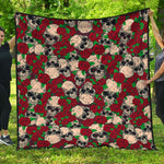 Red Rose Skull Pattern Print Quilt