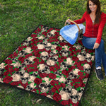 Red Rose Skull Pattern Print Quilt