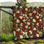 Red Rose Skull Pattern Print Quilt