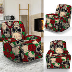 Red Rose Skull Pattern Print Recliner Slipcover