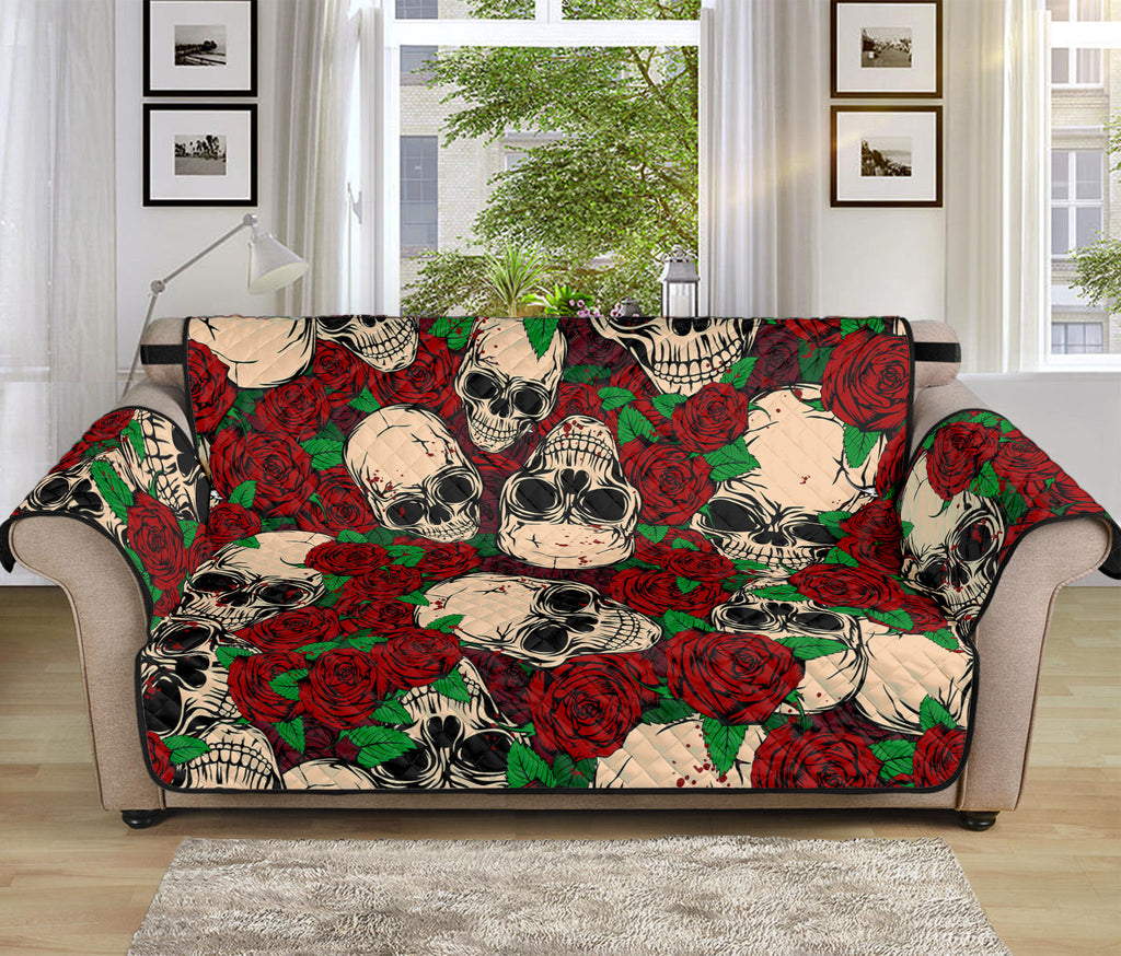 Red Rose Skull Pattern Print Sofa Protector