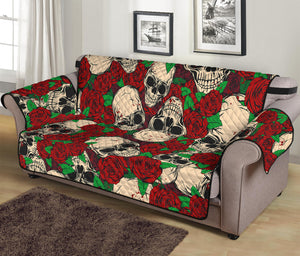 Red Rose Skull Pattern Print Sofa Protector