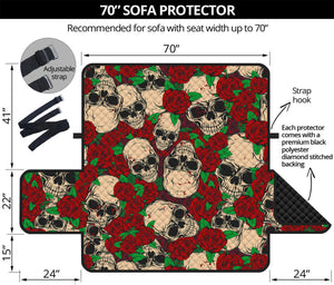 Red Rose Skull Pattern Print Sofa Protector