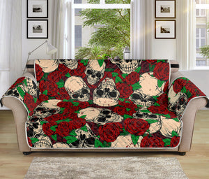 Red Rose Skull Pattern Print Sofa Protector