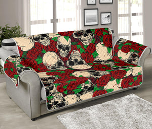 Red Rose Skull Pattern Print Sofa Protector