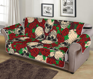 Red Rose Skull Pattern Print Sofa Protector