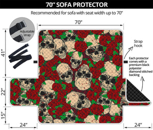 Red Rose Skull Pattern Print Sofa Protector