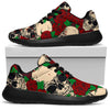 Red Rose Skull Pattern Print Sport Shoes GearFrost