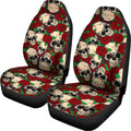 Red Rose Skull Pattern Print Universal Fit Car Seat Covers