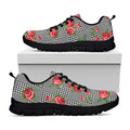 Red Roses Houndstooth Pattern Print Black Running Shoes