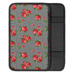 Red Roses Houndstooth Pattern Print Car Center Console Cover