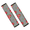 Red Roses Houndstooth Pattern Print Car Seat Belt Covers