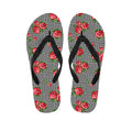 Red Roses Houndstooth Pattern Print Flip Flops