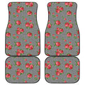 Red Roses Houndstooth Pattern Print Front and Back Car Floor Mats