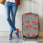 Red Roses Houndstooth Pattern Print Luggage Cover