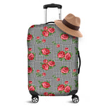 Red Roses Houndstooth Pattern Print Luggage Cover
