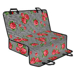 Red Roses Houndstooth Pattern Print Pet Car Back Seat Cover
