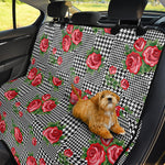 Red Roses Houndstooth Pattern Print Pet Car Back Seat Cover