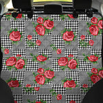 Red Roses Houndstooth Pattern Print Pet Car Back Seat Cover