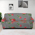 Red Roses Houndstooth Pattern Print Sofa Cover