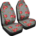 Red Roses Houndstooth Pattern Print Universal Fit Car Seat Covers