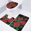 Red Roses Tattoo Print 3 Piece Bath Mat Set