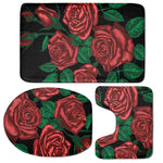 Red Roses Tattoo Print 3 Piece Bath Mat Set