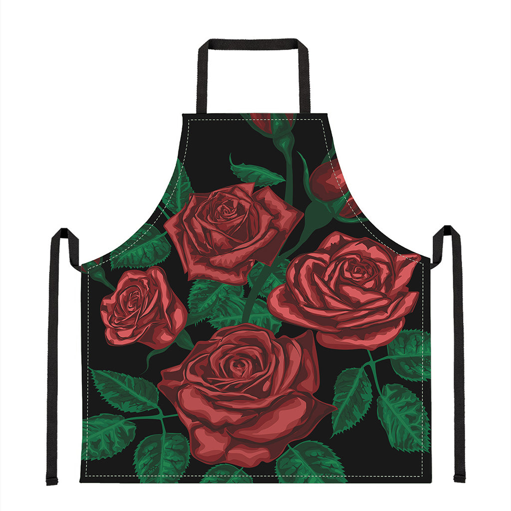 Red Roses Tattoo Print Apron