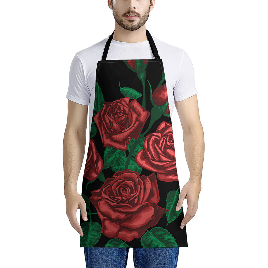 Red Roses Tattoo Print Apron