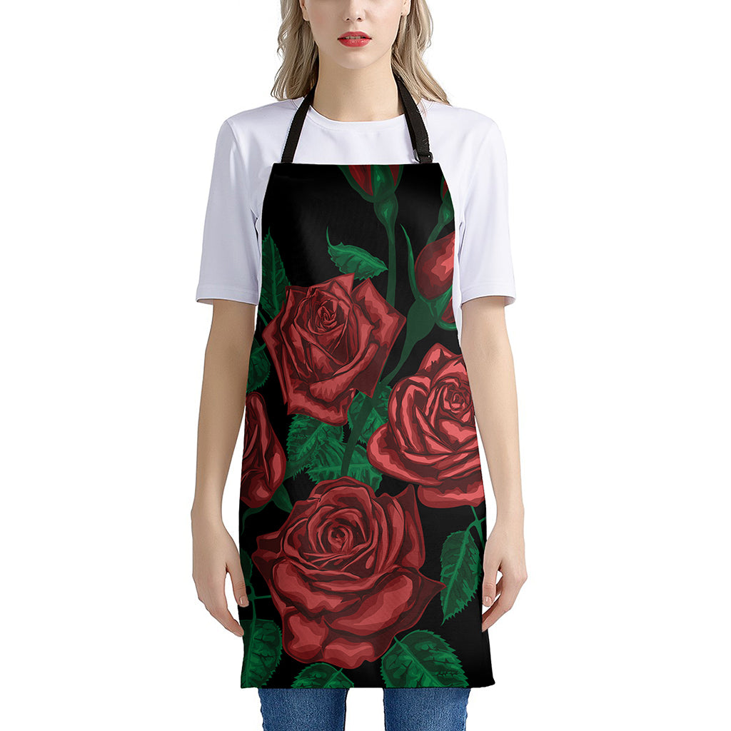 Red Roses Tattoo Print Apron