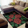 Red Roses Tattoo Print Area Rug